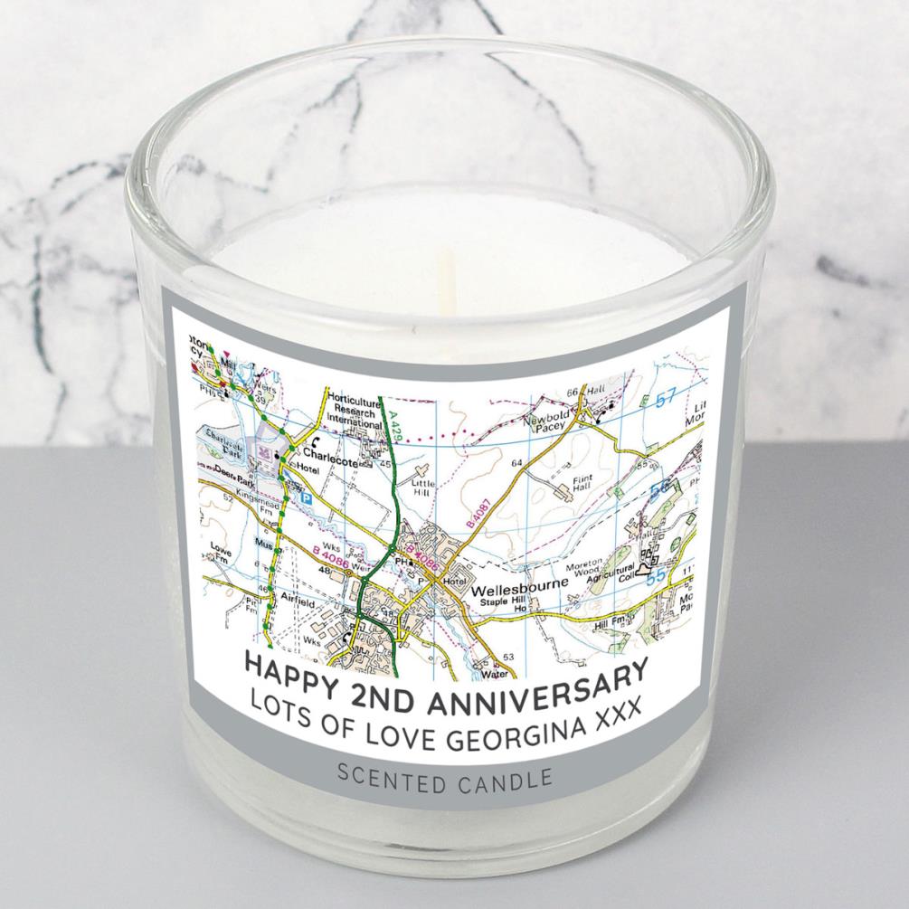Personalised Present Day Map Compass Scented Jar Candle Extra Image 2